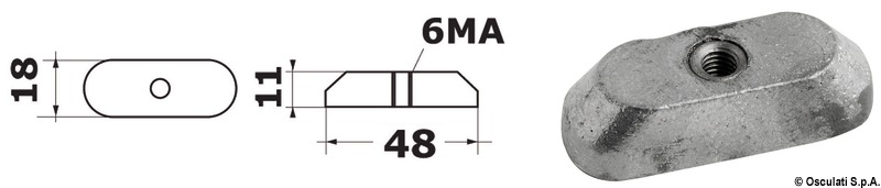 Plate anode 6/15 HP 4-stroke M6 thread