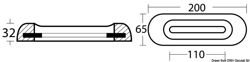 Aluminium anode for bolt mounting 200x65 mm