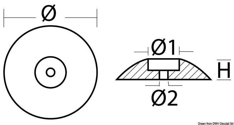 Aluminium rose anode bolt mounting Ø 140 mm 570 g