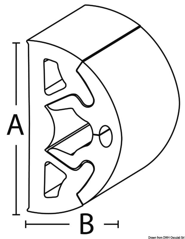 BINO fender profile black end cap 65 mm