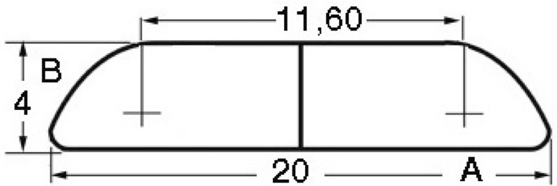 Semi-round AISI316 profile 20 mm