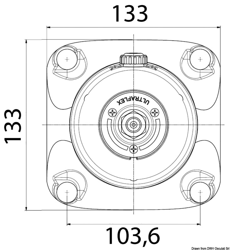 Flange f.hydraulic steering gear Ultraflex square