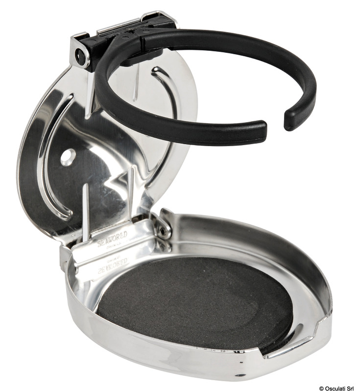 Polished SS foldable glass holder 107x91x14 mm