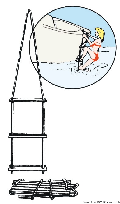 Blue nylon cord ladder, 3 polycarbonate steps