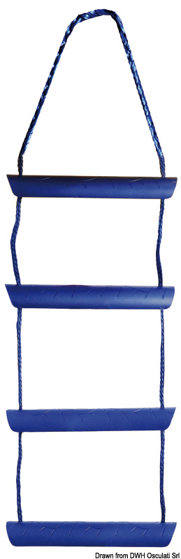 Blue nylon cord ladder, 3 polycarbonate steps