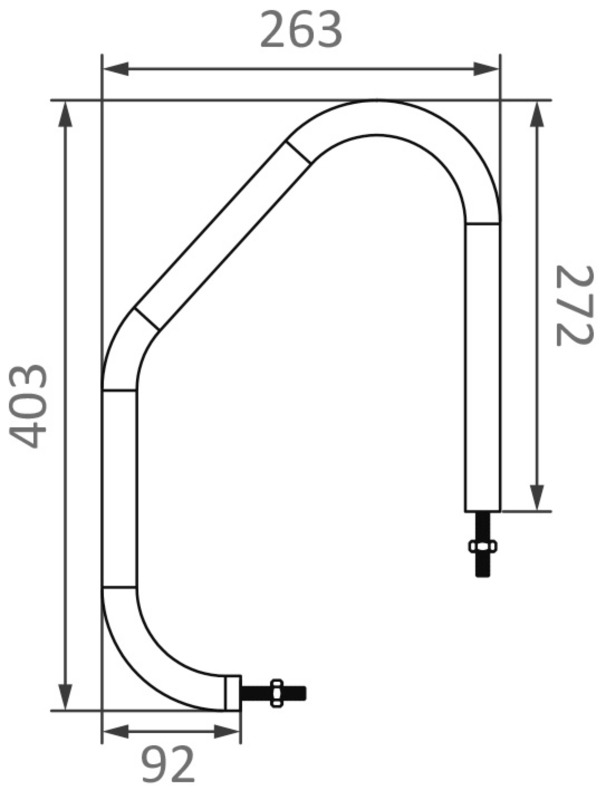 Oval-section climb-up handle 403x263 mm