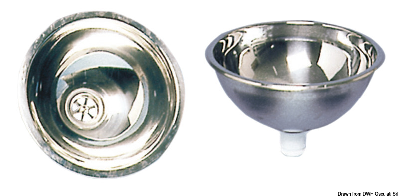 SS mirror polished hemispherical sink 300x140 mm