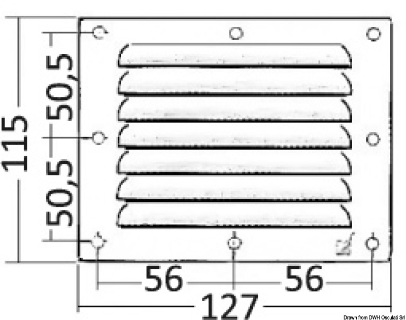 Louvred vent polished SS 115x127 mm