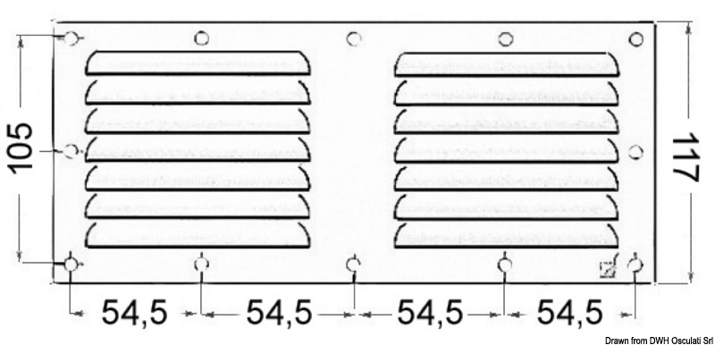 Louvred vent polished SS 117x232 mm