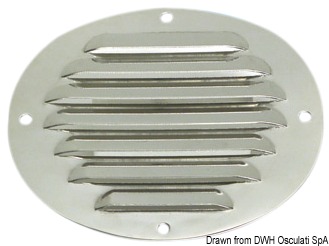 Louvred vent polished SS, oval 116 x 128 mm