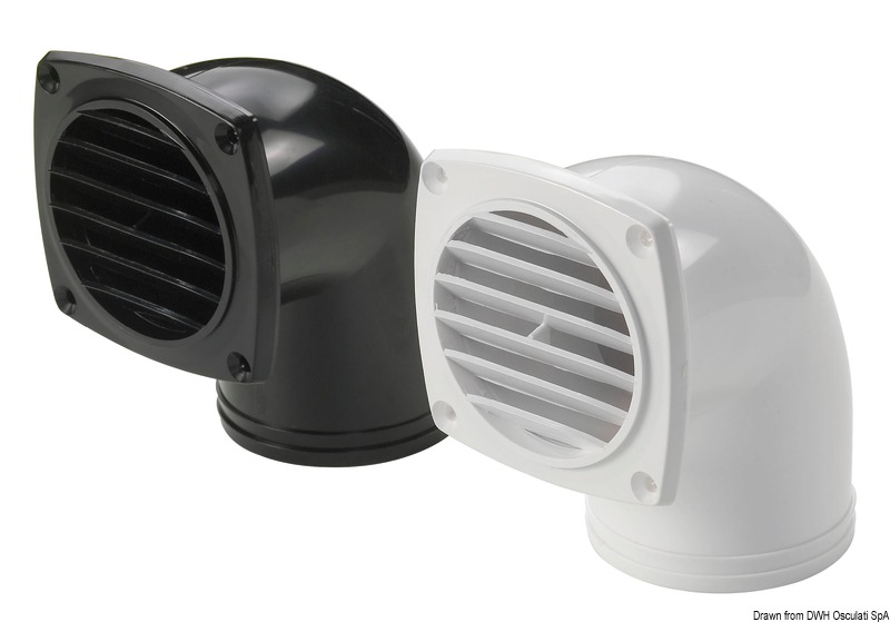 ABS hose vent w/collar white 90° 92 x 92 mm
