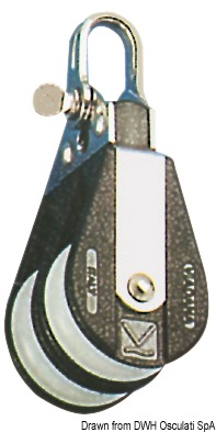 Plastinox block 2pulleys w/shackle 8x34