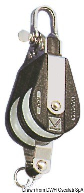 Plastinox block 2pulleys shackle and becket 12x56