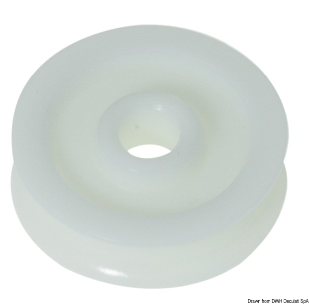 Delrin pulley 34 mm for lines Ø 8 mm white