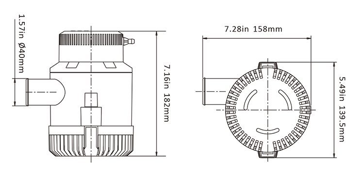 Water pump Seaflo 12V 3500GPH 220l/min 16A 40mm hose SFBP1-G3500-01