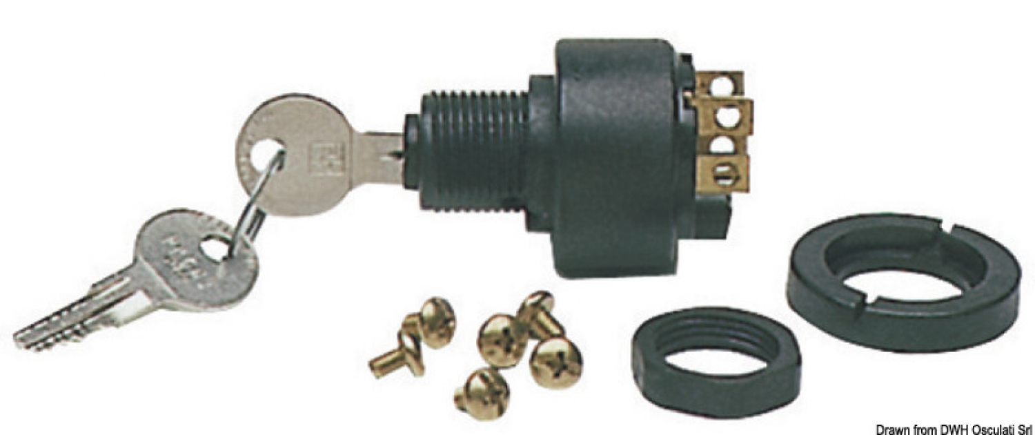 Starting key with pressure starter 6 terminals General 3976 Johnson / evinrude 333931/390133/390129/388175