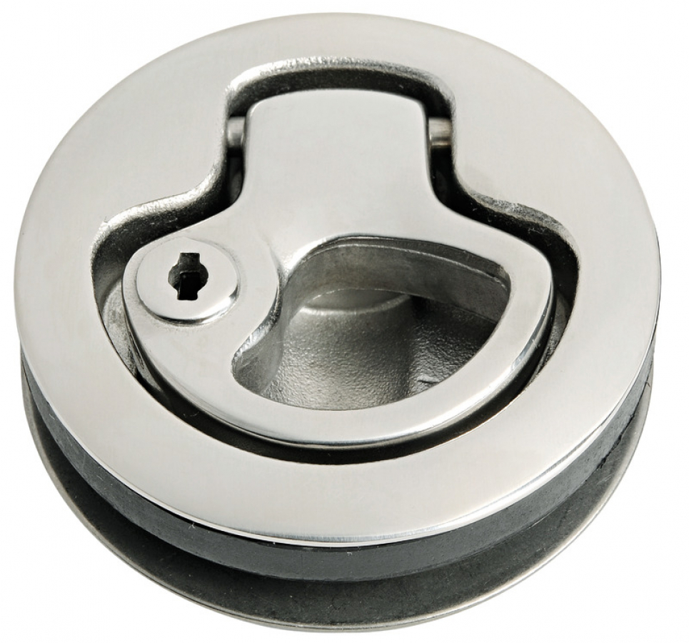 Flush pull latch AISI316 w/stop with lock Lockable socket wrench outer Ø62mm inner Ø 48mm Wall thickness 5 -12 mm