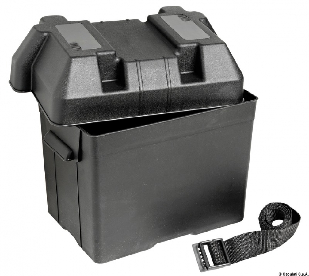 Battery box black moplen 95A with fastening strap and buckle