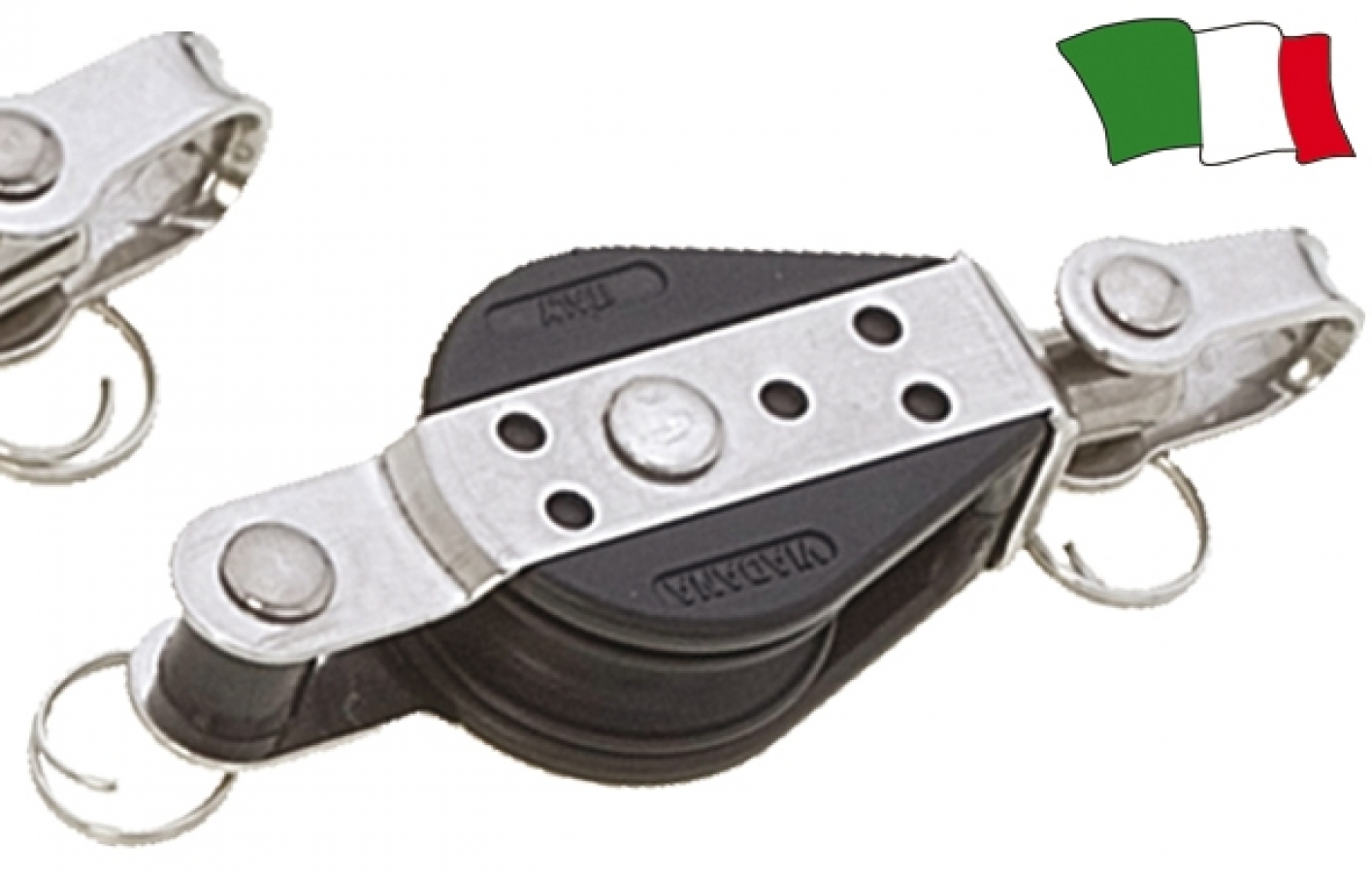 Swivel block with shackle and becket. Breaking load 600 Kg. 28mm, D8mm , 150kg.