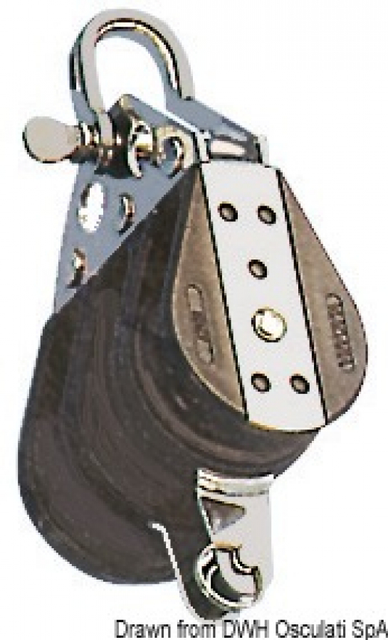 Block 3 pulleys d12mm L280kg B1000kg VIADANA