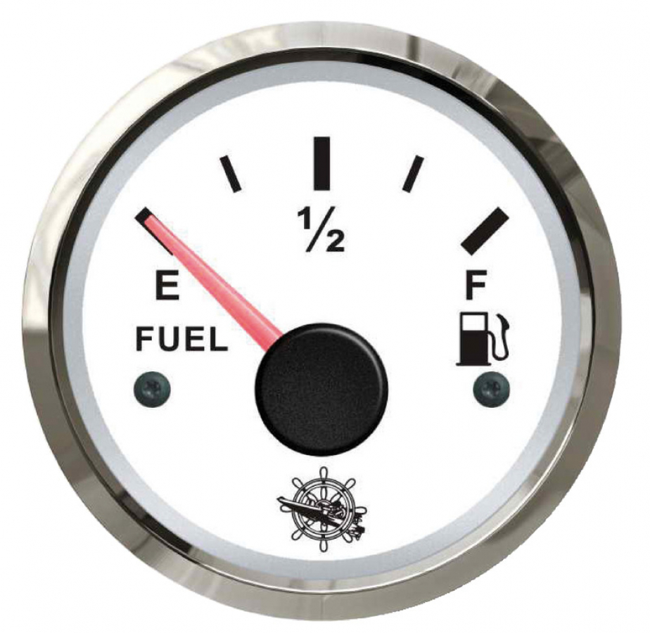 Fuel level indicator white/chrome 10-180/240-30 Ohm hole diameter 51mm 12/24v