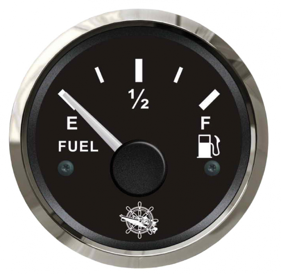Fuel level indicator - black/glossy - universal 240/30ohm and 0/190ohm - switchable - drill Ø51mm
