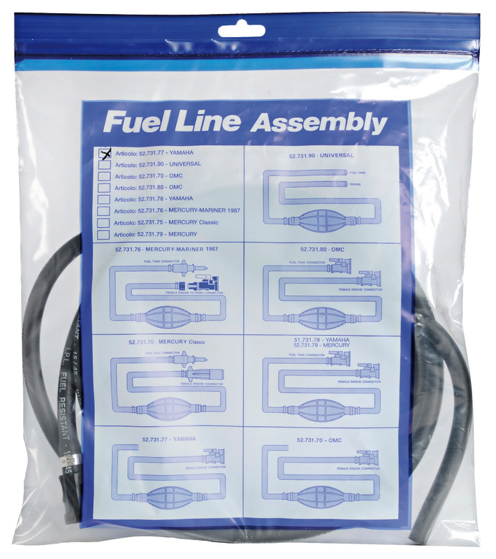 Fuel pipe with primer bulb and YAMAHA/MERCURY/MARINER connector L2m Ø8xØ13mm