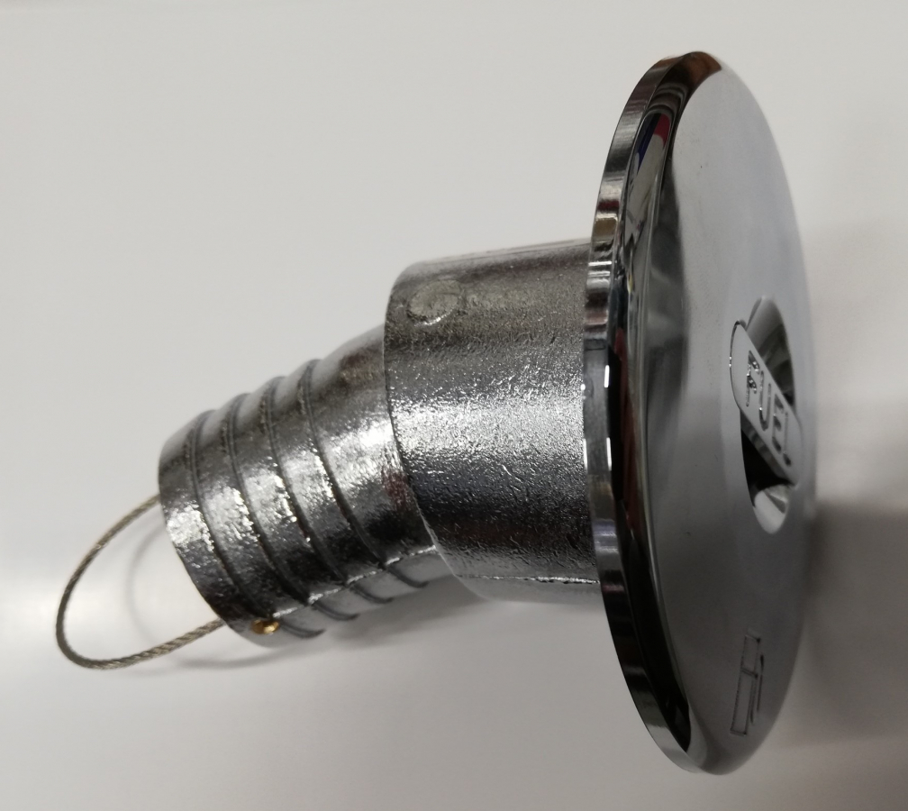 Chromed brass FUEL 30° angled deck plug Ø38 mm