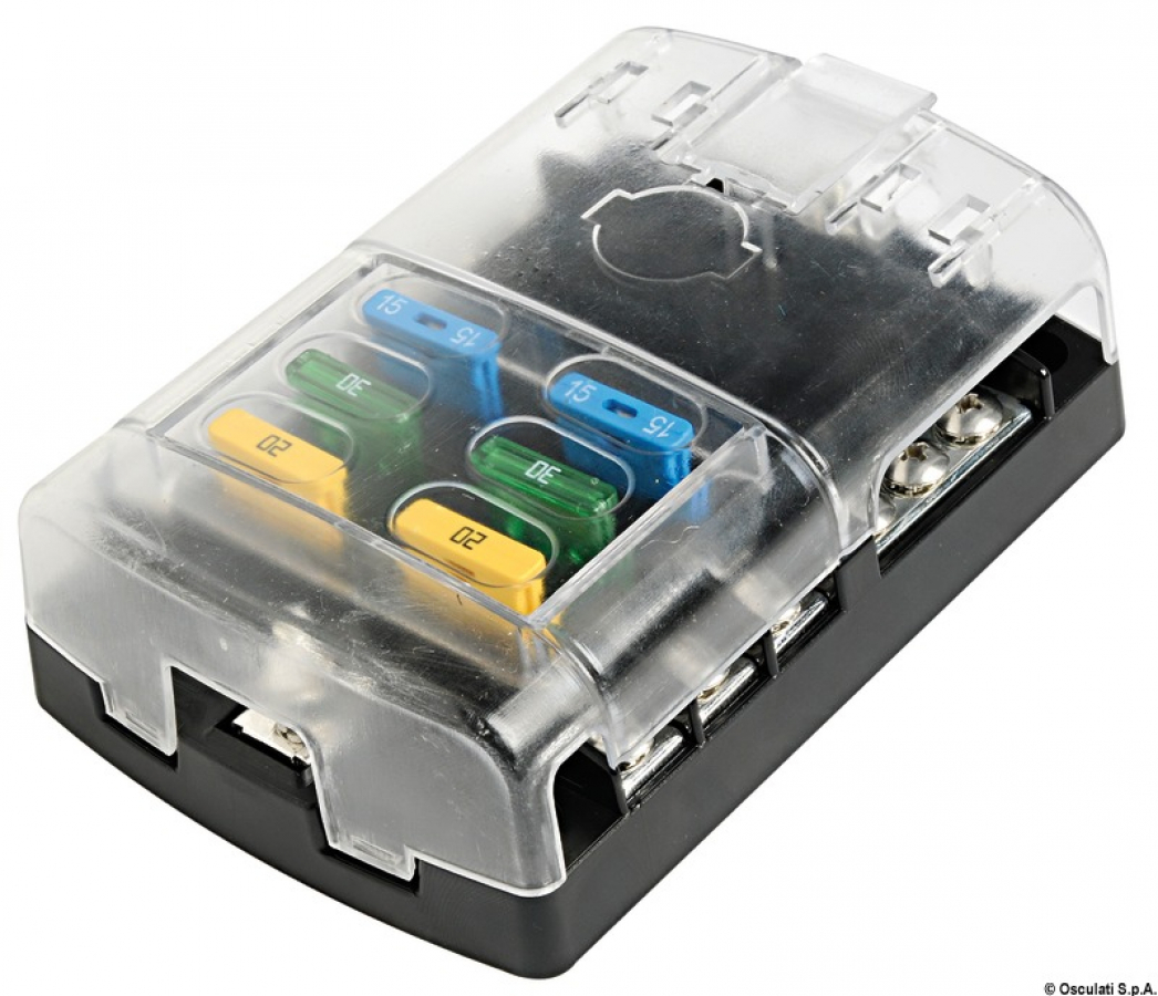 fuse holder box 6 seats 6 negative and 6 positive exits 125x85mm Max current 100A