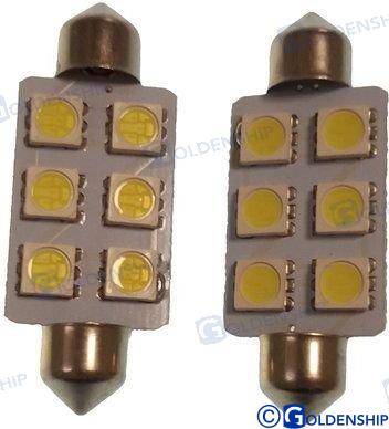 light bulb festoon 6LED 1,3w 10/30v (2pcs) ice white