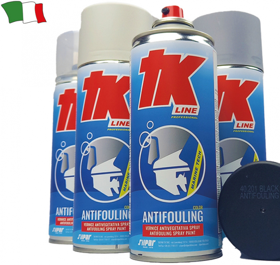 Non-fouling paint TK Line - white in a 400ml spray. Designed for reducers and propellers.