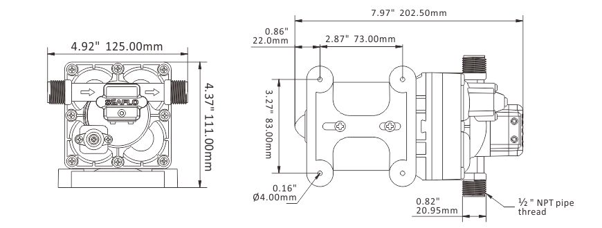 Electric bilge pump SEAFLO 42 S 11l/min 12V 3.5A SFDP1-030-055-42