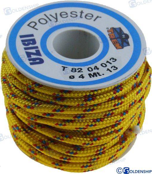 polyester braided rope 4mm. yellow ibiza