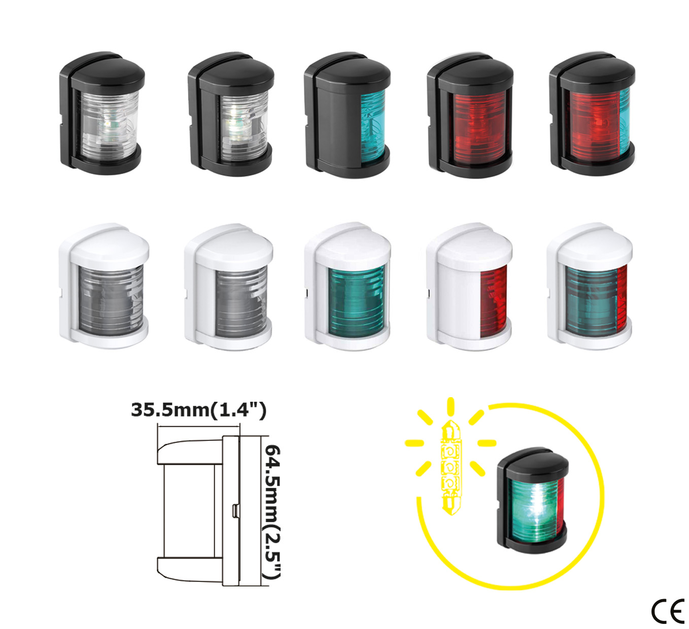 Seaflo Compact LED Red Navigation Light 112.5, white, up to 12mt, 12V