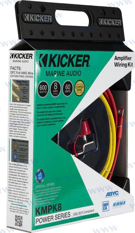 marine 8awg amplifier power kit-tinned