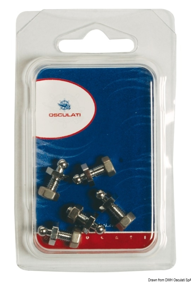 Loxx Stainless Steel male snap fastener w/screw+nut (5 pcs)  Lenght 10mm