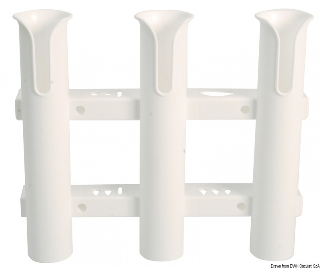 Wall mounting plastic rod halter for 3 rods Ø44mm 270x315mm - white