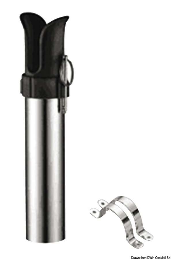 Bulkhead-mounting rod holder Ø40mm L270mm SS