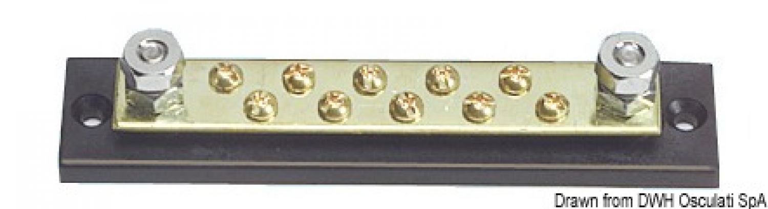 Bus-bar electric terminal board 10x4mm 2x6mm Max 150A Dimmensions 145x31mm