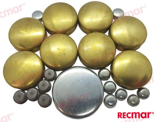Engine copper plug set - GM OEM: Mercruiser: 19-34488, 22-72640, 72640, FI1100751; Volvo: 3853209, 835496; OMC: 3853209
