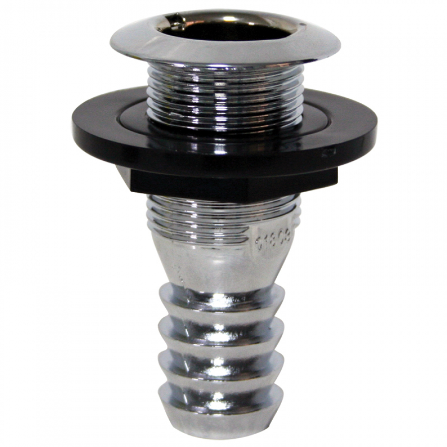 Thru-Hulls with Flush Flange and Hose Barb, Chromed ABS input Ø19mm