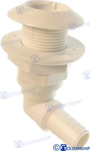 Thruhull 90º input Ø24mm - white ABS