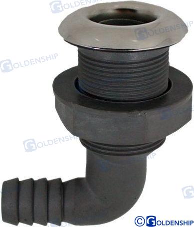 nylon with stainless thruhull 90° -input Ø19mm