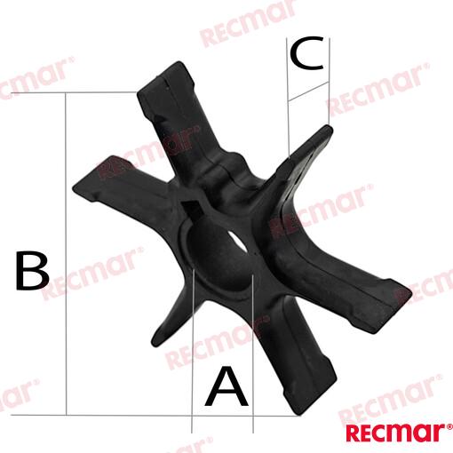 Impeller - Suzuki (DF60/DF70/DF80/DF90Hp) Evinrude OEM: OMC: 5030723; Suzuki: 17461-87E00, 17461-87E10, 17461-87E11, 17461-87E12