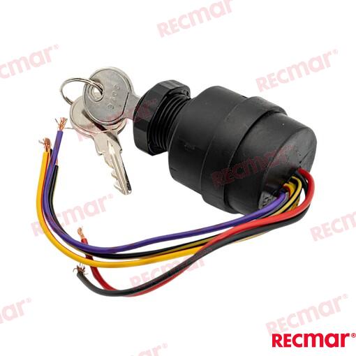 Ignition starter switch, plastic, 7 terminals and 4 positions