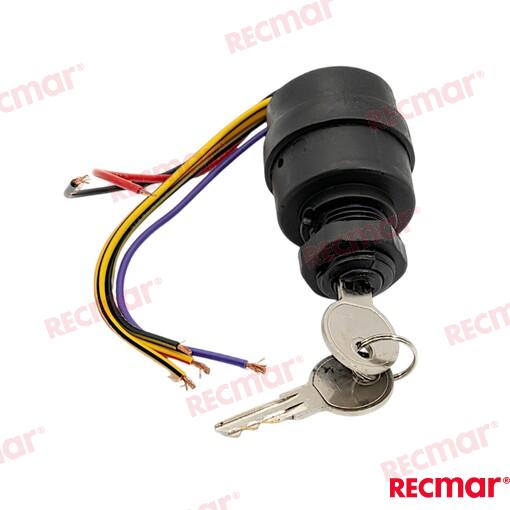 Ignition starter switch, plastic, 7 terminals and 4 positions