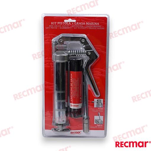 Lubricating gun with cartridge - for boat engine moving connector lubrication