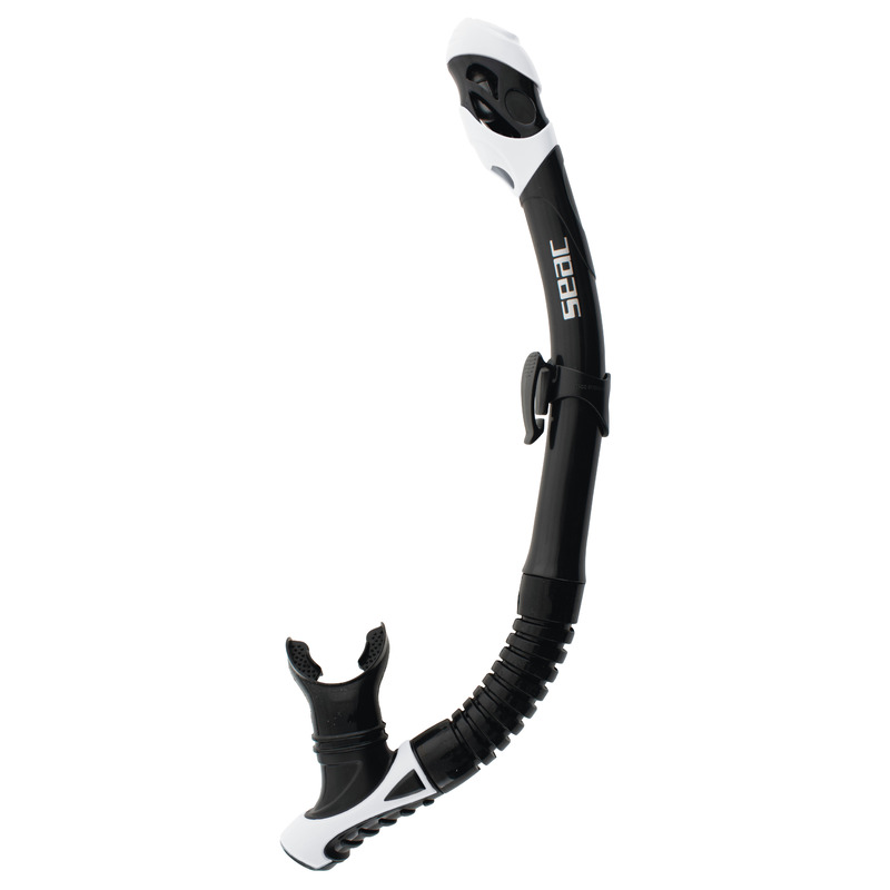 SEAC Reverse Dry Snorkel Tube with Dry-Top System and Purge Valve S/BL - White