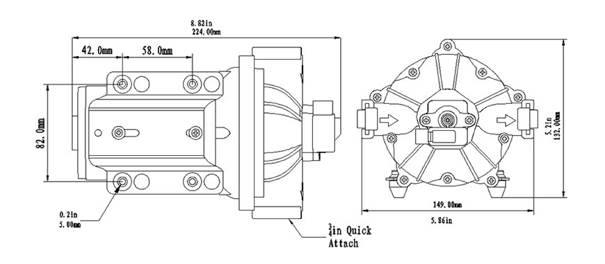 Diaphragm water pump SEAFLO 12v 18.9lpm 4.2bar serie 52 SFDP1-050-060-52