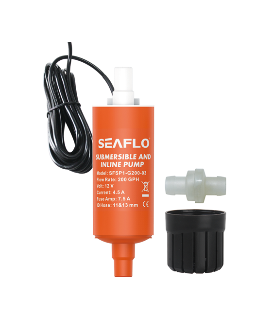 Tank pump 200GPH 11.8l/min 12V 7.5A Outlet diameter 10.16-12.7mm - Seaflo SFSP1-G200-03B